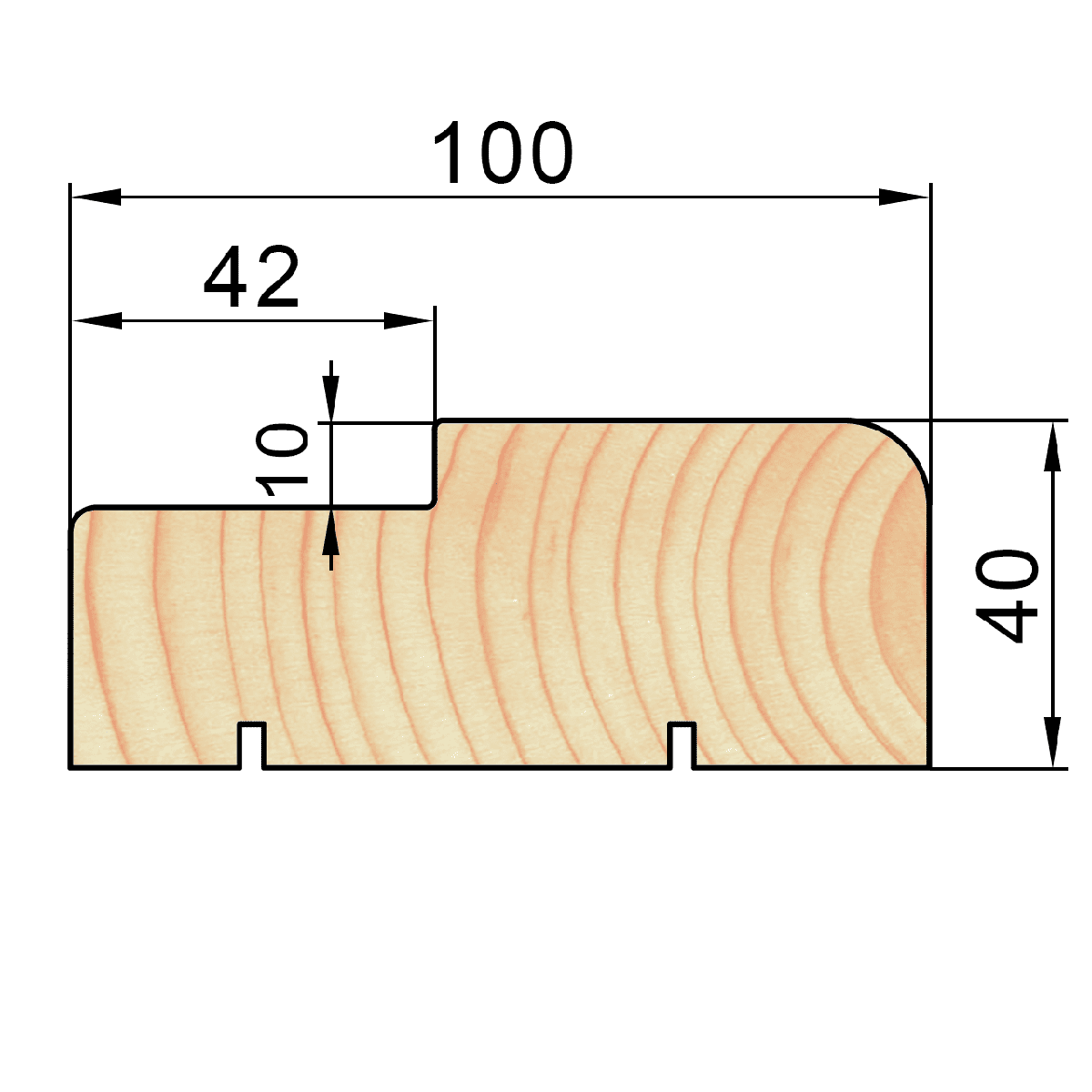 Коробочный погонаж КПС-40х100, L=2,1м,сорт Э