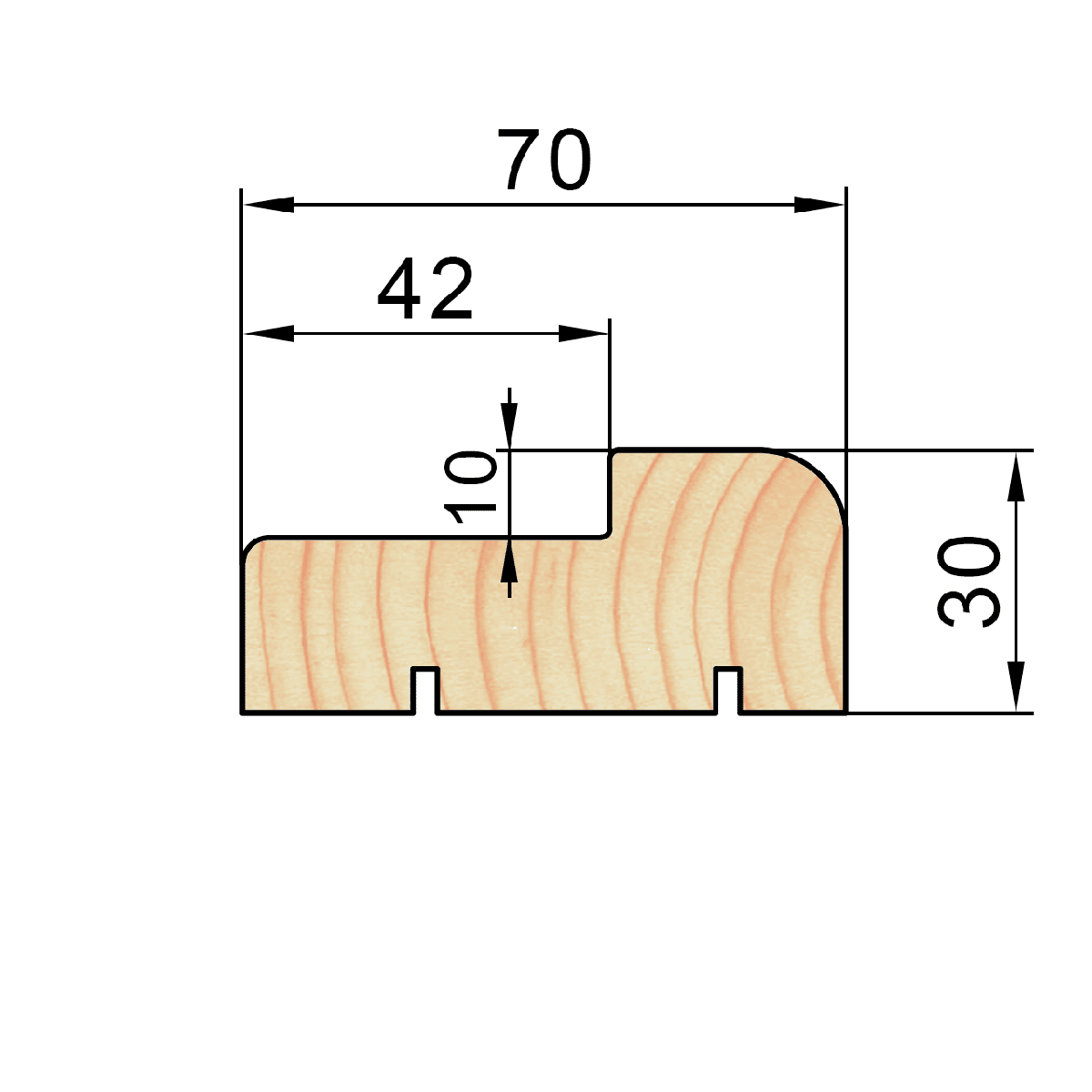 Коробочный погонаж КПС-30х70, сращ., L=2,1м, сортЭ