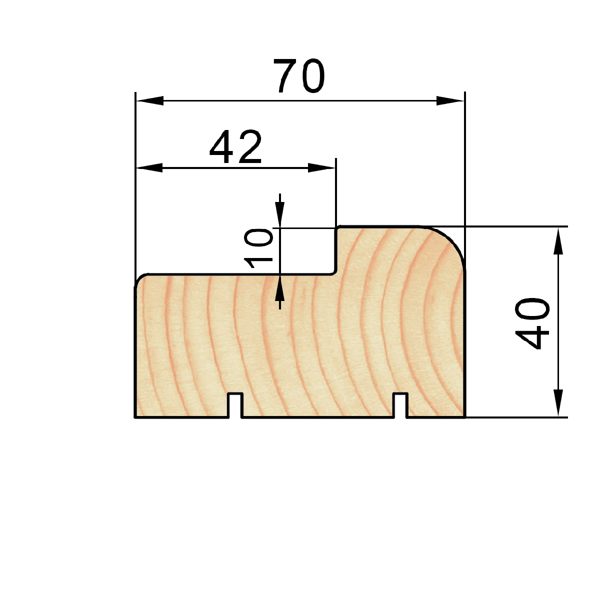 Коробочный погонаж КПС-40х70, L=2,1м, сорт Э